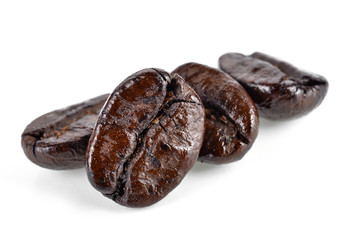  coffee beans isolated on white background