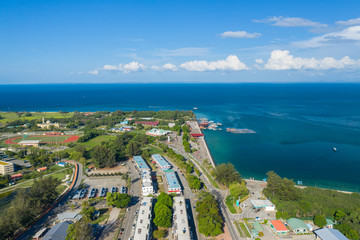 Aerial drone image of Beautiful rural Kudat Town, Sabah, Malaysia