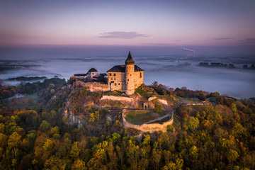 Kunetice Mountain sits in a plain, above which it rises 82 meters (305 m above sea level). Geologically, the mountain is a laccolith, dating from the Cenozoic era. Toward the end of the 19th century.	