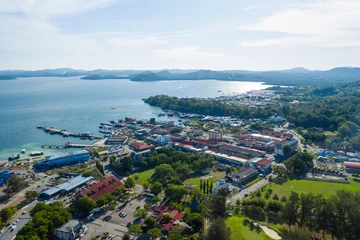 Foto op Canvas Aerial drone image of Beautiful rural Kudat Town, Sabah, Malaysia © alenthien