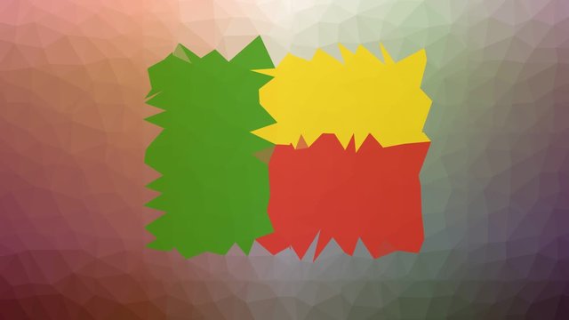 Benin Flag ISO:BJ fade modern tessellation looping animated triangles