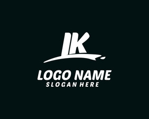 IK Initial with splash logo vector