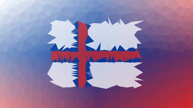 Faroe Islands Flag ISO:FO dissolving modern tessellating looping animated polygons