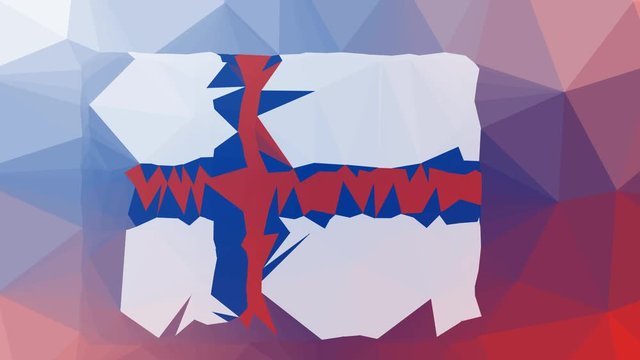 Faroe Islands Flag ISO:FO appearing interesting tessellated looping moving polygons