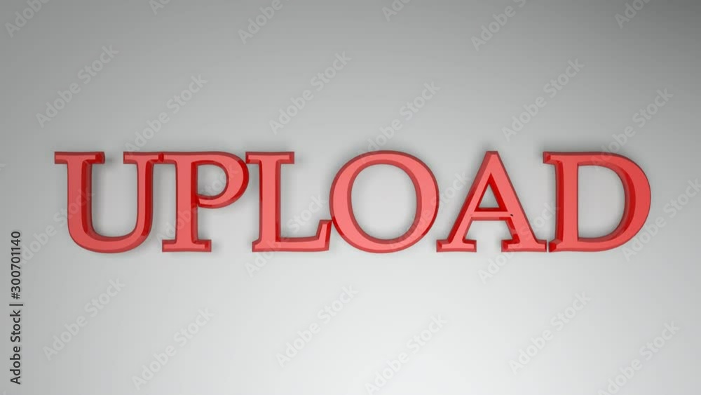 Poster the write upload in red letters, on a white surface and two horizontal lines going from one side to 