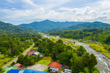 Aerial Drone image of beautiful Eco Tourism of Melangkap Village Kota Belud, Sabah, Malaysia