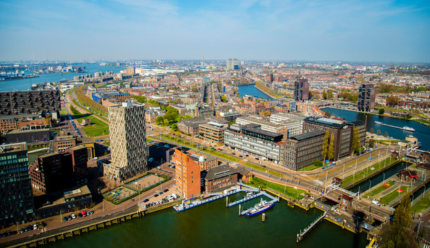 Rotterdam aerial view of the city
