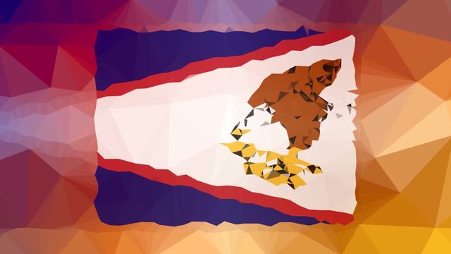 American Samoa Flag ISO:AS appearing modern tessellation looping animated triangles