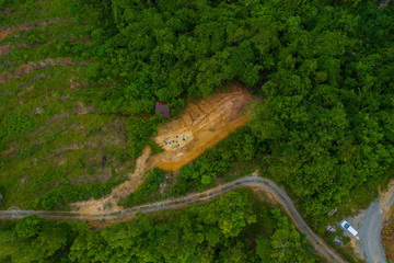 Top view of the the beautiful green rainforest of Sabah, Borneo