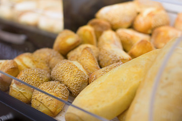Bread in the supermarket. Concept of healthy food, bio, vegetarian, diet.