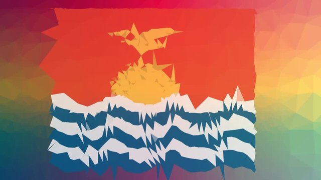 Kiribati Flag ISO:KI appearing interesting tessellation looping moving triangles