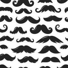 Black sillhouettes of moustache vvector seamless pattern