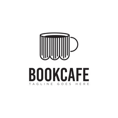 logo book cafe, with mug coffee and book vector