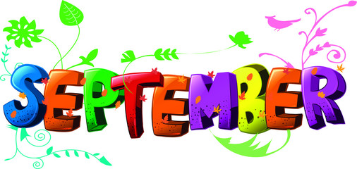 September colorful celebration word, illustration word