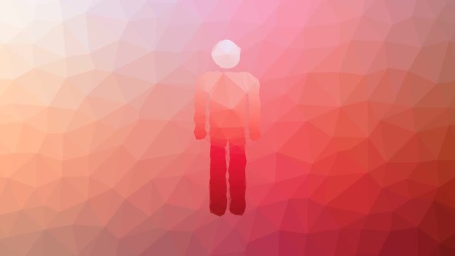 man human dissolving strange tessellating looping animated polygons