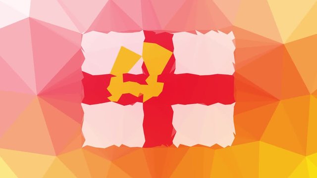 Guernsey Flag ISO:GG appearing techno tessellation looping pulsing polygons