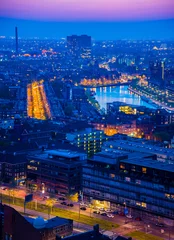 Poster Rotterdamse stad bij nacht © Hellebrandt