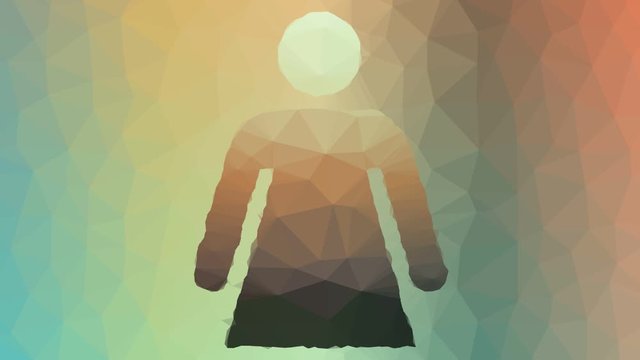 woman torso appearing techno tessellating looping pulsing polygons