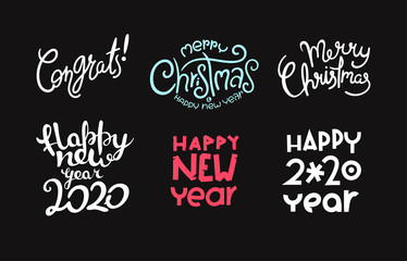 Winter holidays calligraphic vector logos