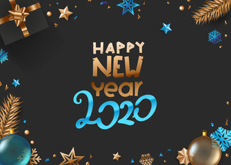 Happy new year 2020 vector greeting card template