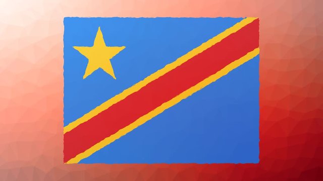 the Democratic Republic of the Congo Flag ISO:CD appearing weird tessellating looping moving polygons