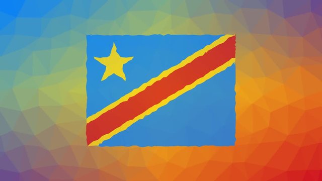 the Democratic Republic of the Congo Flag ISO:CD dissolving modern tessellated looping pulsing polygons
