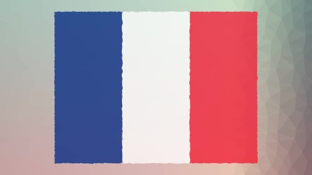 France Flag ISO:FR dissolving interesting tessellated looping moving polygons