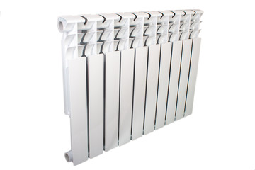 Aluminum heater. House heating. Radiator. Isolated on white.