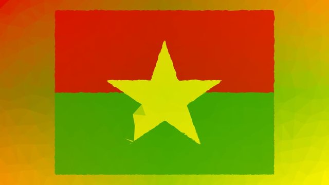 Burkina Faso Flag ISO:BF appearing technological tessellating looping pulsing polygons