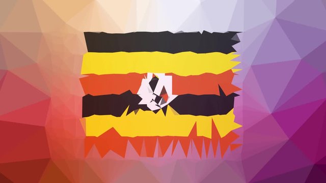 Uganda Flag ISO:UG appearing technological tessellated looping animated triangles