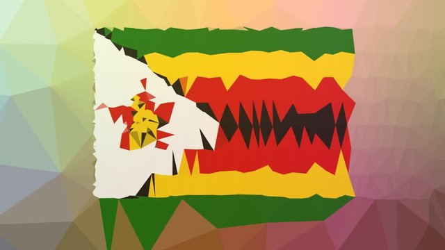 Zimbabwe Flag ISO:ZW fade weird tessellating looping animated triangles