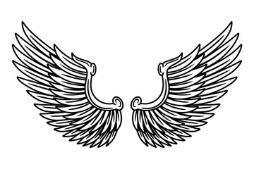 Vintage retro wings angels and birds isolated vector illustration in tattoo style. Design element.
