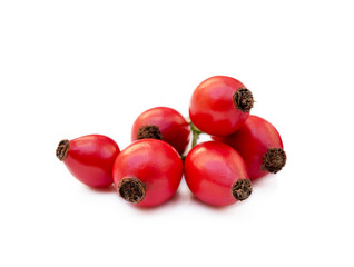 Ripe rose hip isolated on white background