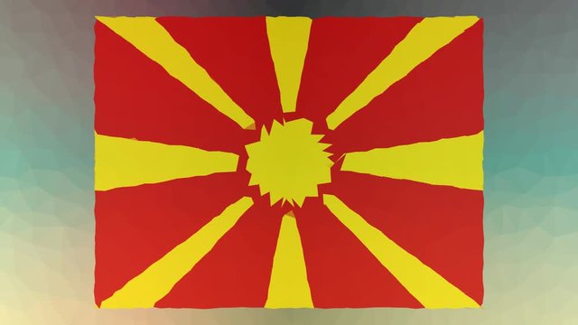 the former Yugoslav Republic of Macedonia Flag ISO:MK dissolving techno tessellating looping animated triangles