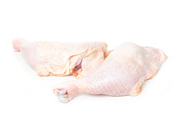  fresh chicken drumsticks on white background