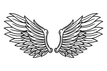Vintage retro wings angels and birds isolated vector illustration in tattoo style. Design element.