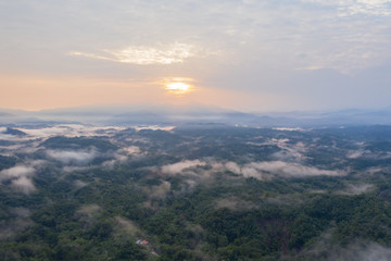 Aerial drone image of beautiful tropical rainforest forest in Sabah  Borneo (image slightly soft...