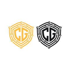 Initial CG abstract shield logo template for technology