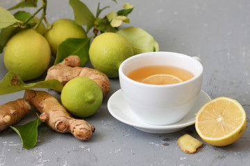Healthy ginger tea with lemon 