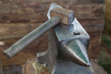 the iron forging tools are hammer and anvil. 