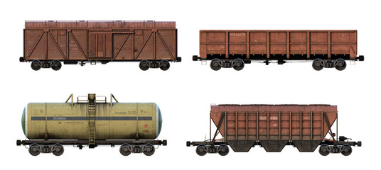3d-renders of railroad wagons set