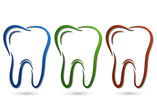 Healthy tooth icon. Flat design style. Tooth simple silhouette. Modern, minimalist icon in stylish colors. Website page design element and mobile application, brochure design, banner, flyer.