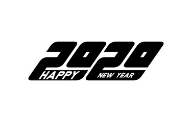 Naklejka premium Happy New Year 2020 text Logo. Isolated on White background