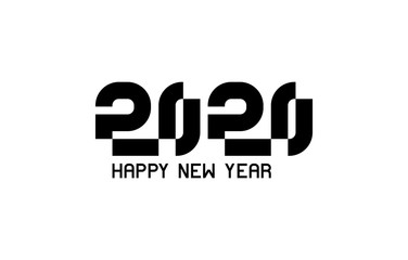 Happy New Year 2020 text Logo. Isolated on White background