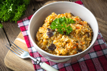 Risotto with vegetables.