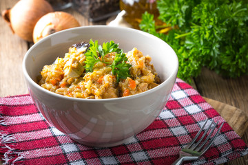 Risotto with vegetables.