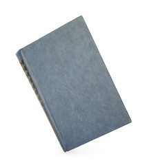 Closed color hardcover book on white background