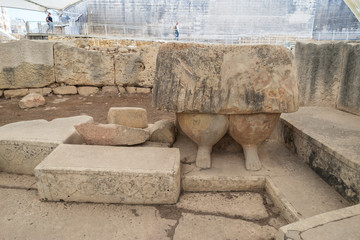 Statue of Fat Lady at Tarxien temple complex - Megalithic Temple. Malta. 8 March, 2018