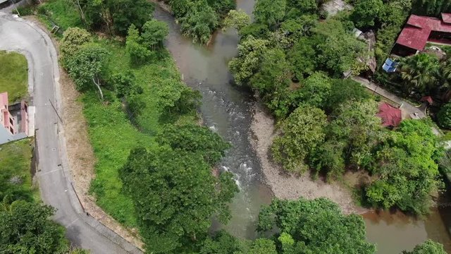 Aerial shoy El Puyo Ecuador - Puyo River