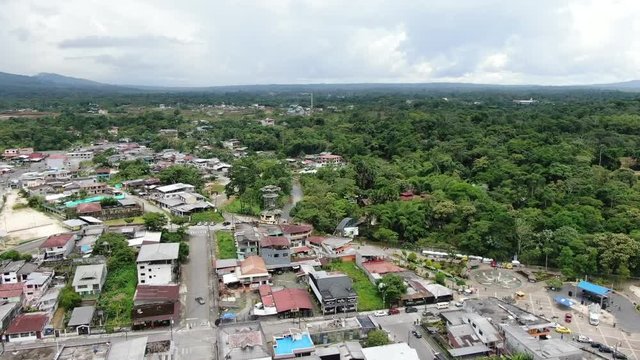 Aerial shoy El Puyo Ecuador - Puyo River 